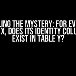 Unraveling the Mystery: For Every Row in Table X, Does its Identity Column also Exist in Table Y?